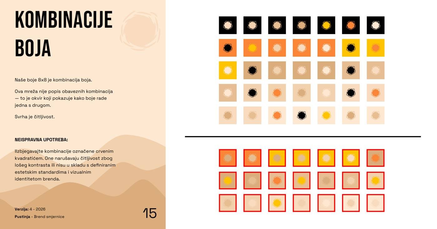 Pustinja 8 by 8 colour combination grid