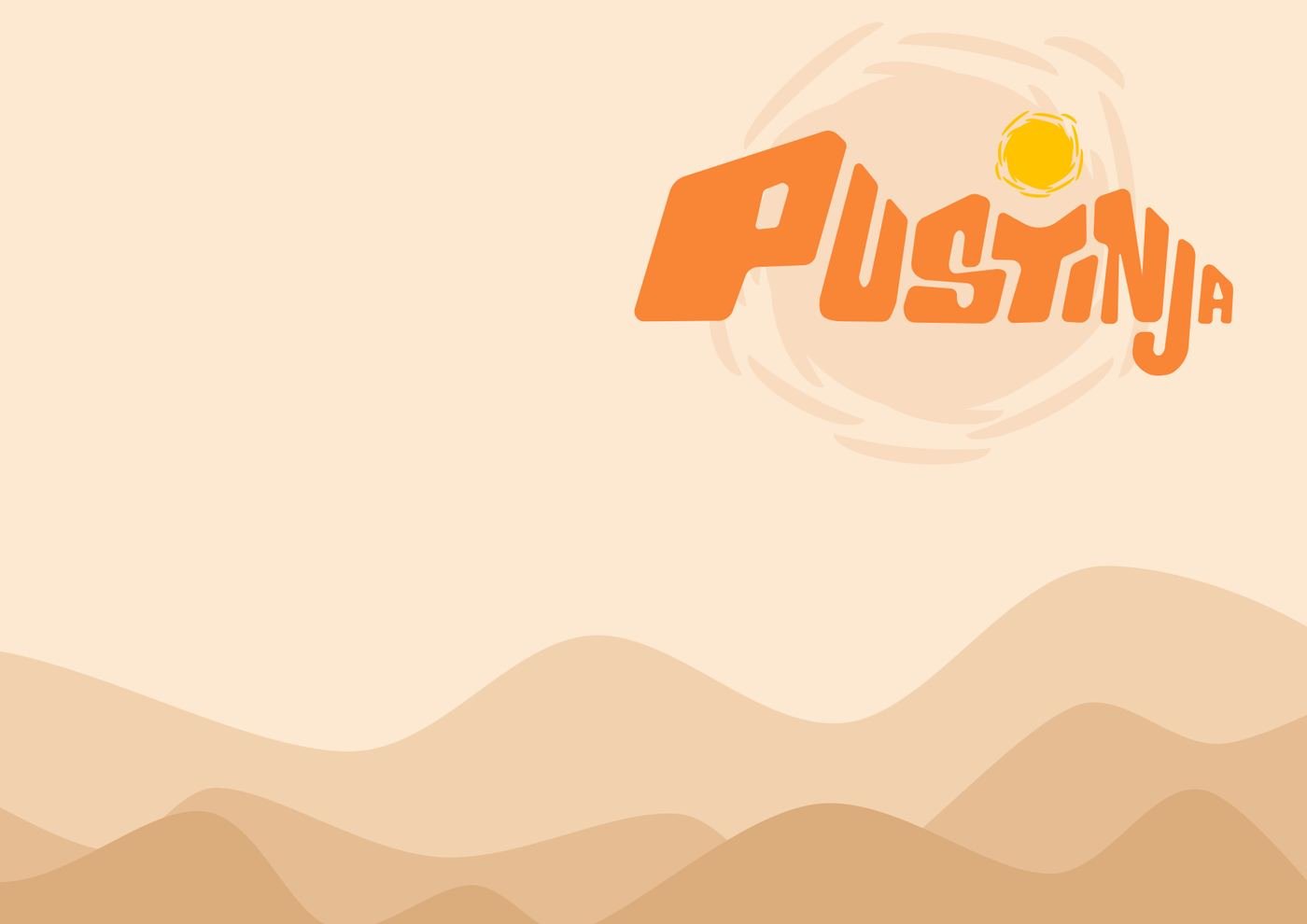 Pustinja logo with the sun above desert dunes, from the cover of its brand guide
