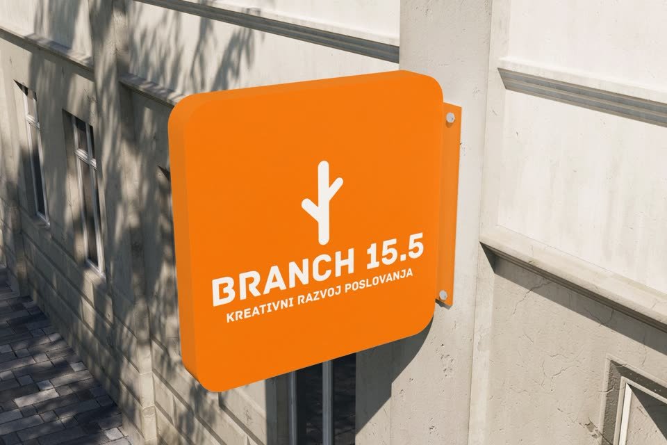 Branch 15.5 orange sign on a building