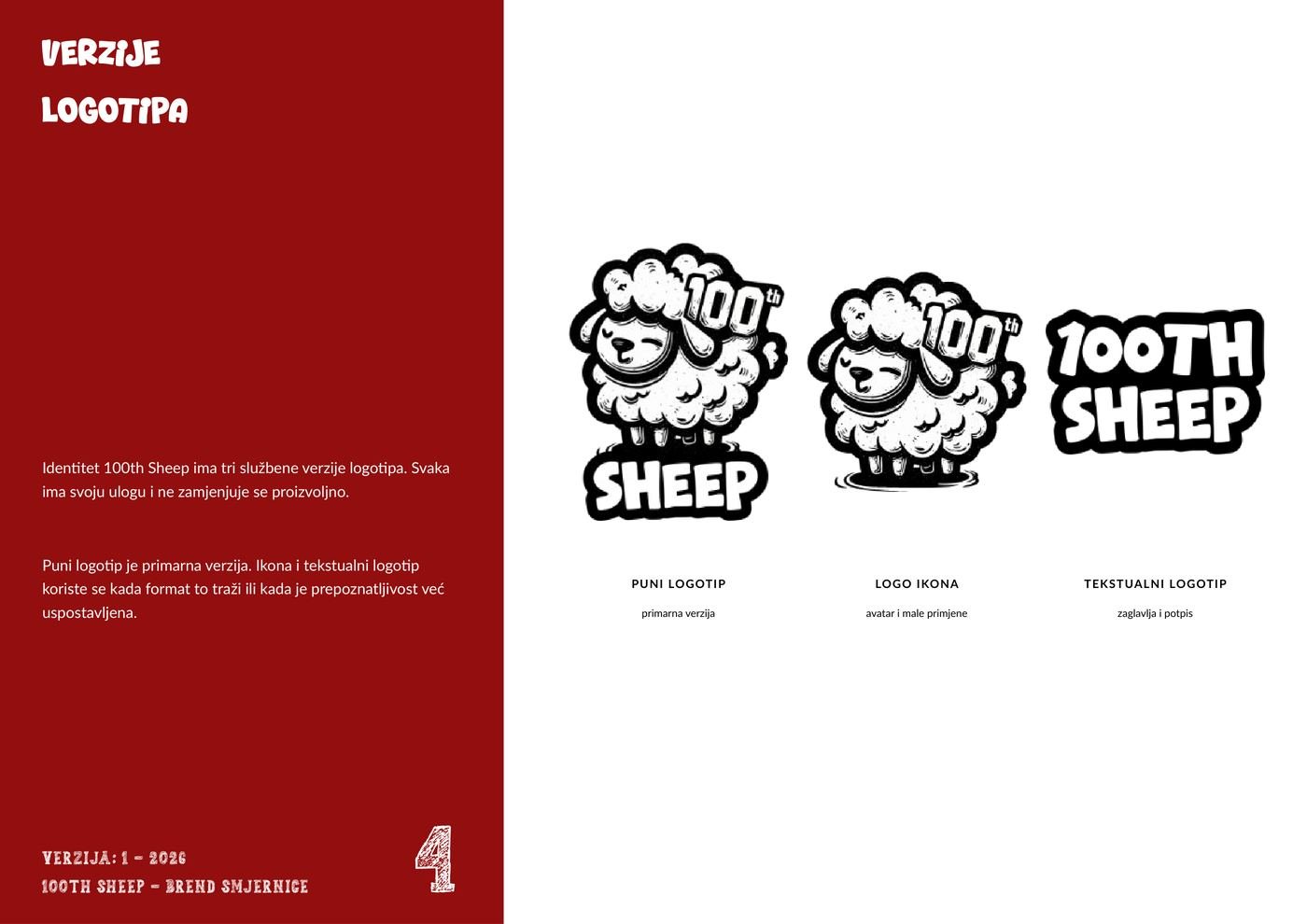 100th Sheep logo versions: full logo, icon and wordmark