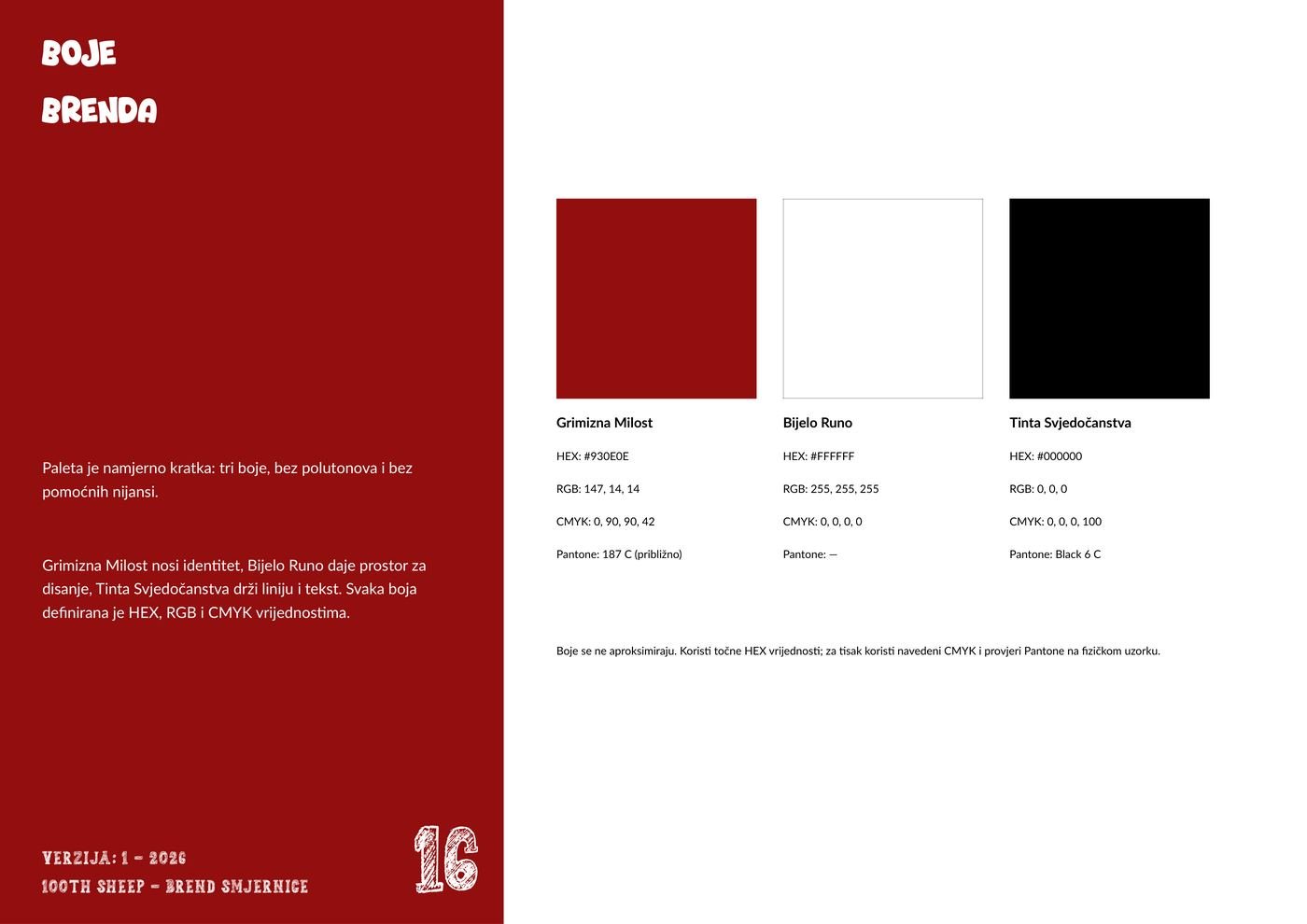 100th Sheep brand colours
