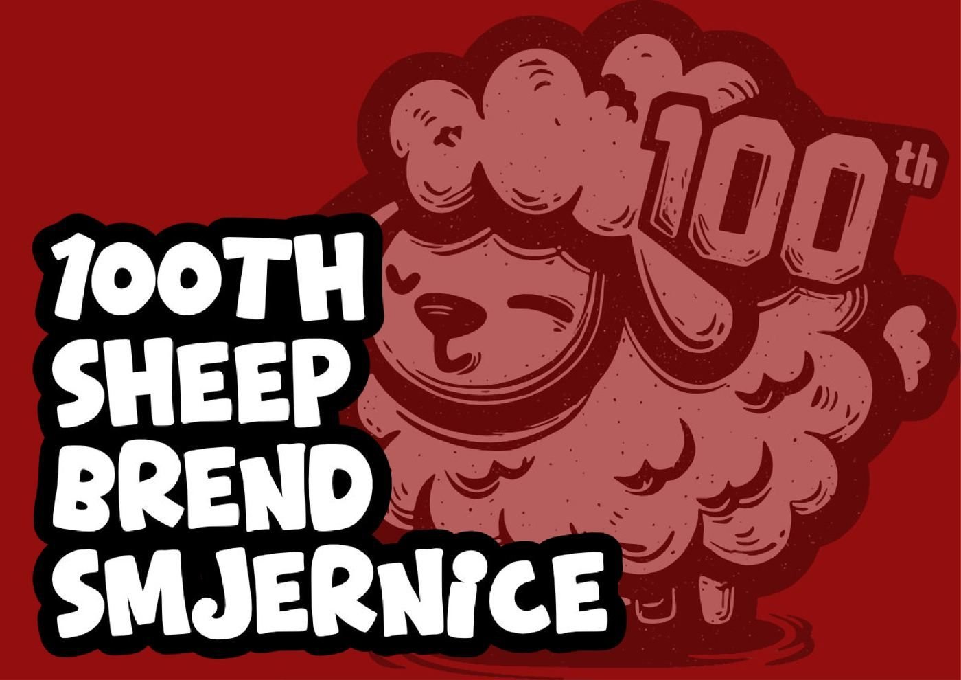 100th Sheep brand guidelines cover: the hundredth sheep on crimson